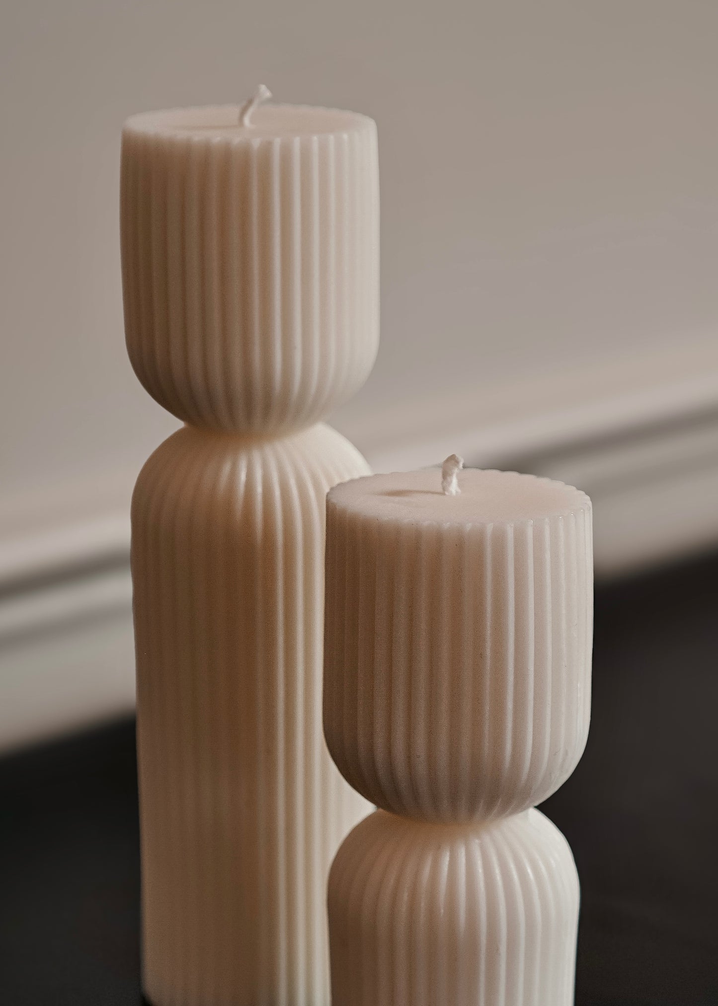 Ribbed Hourglass Pillar Candle