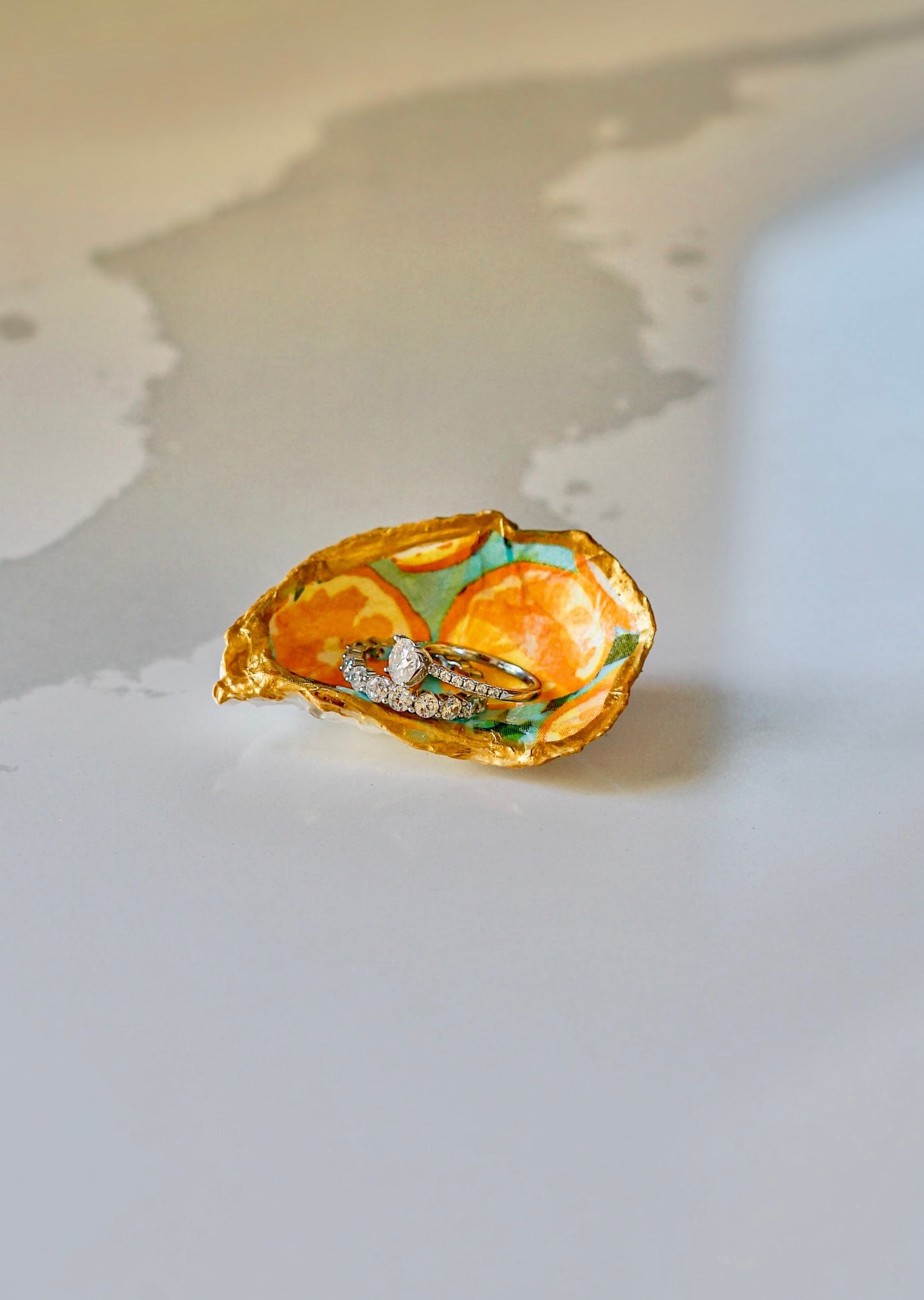 Small Orange Slice Oyster Shell
