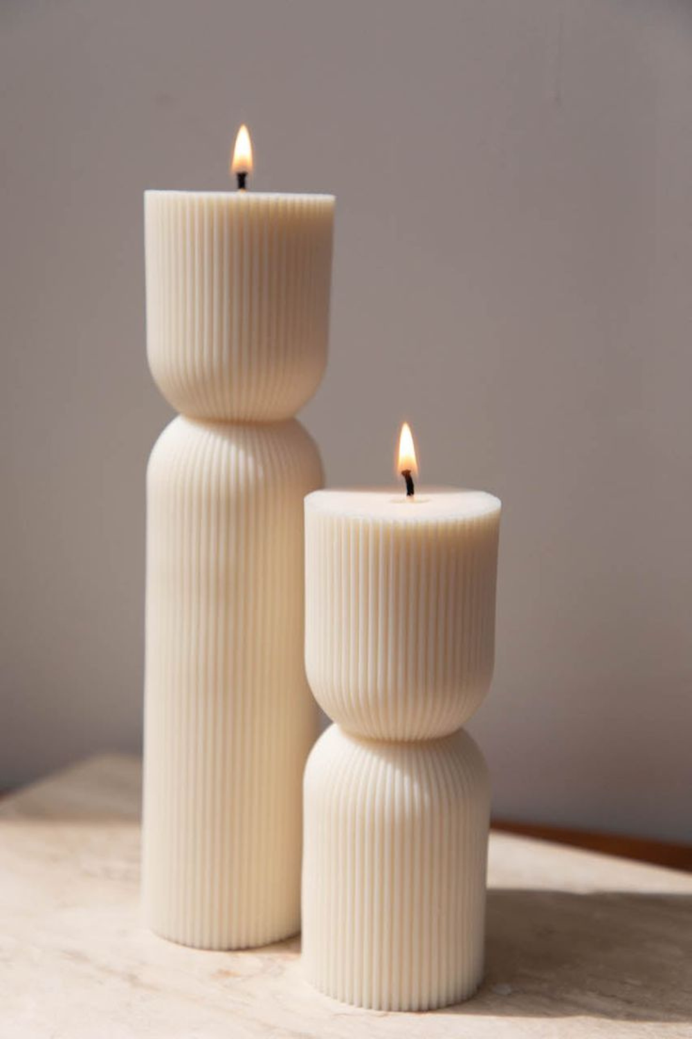 Ribbed Hourglass Pillar Candle