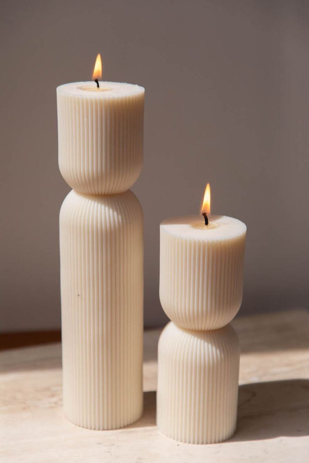 Ribbed Hourglass Pillar Candle