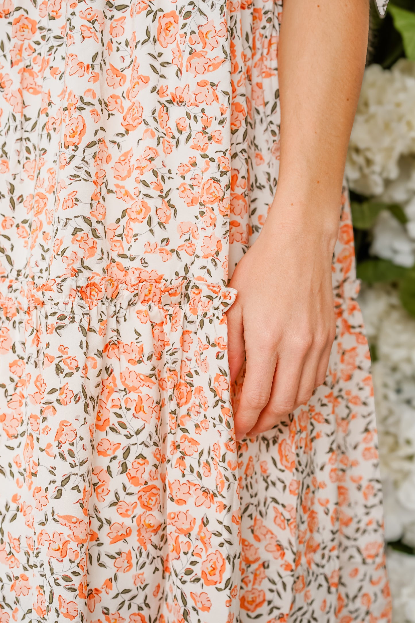 Peachy Floral Tiered Dress
