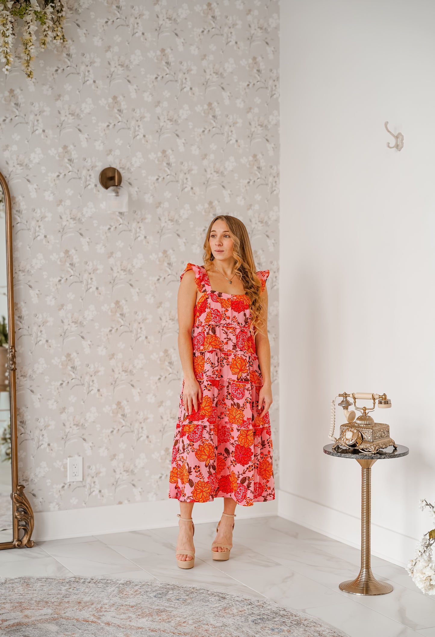 Floral Tiered Midi Dress