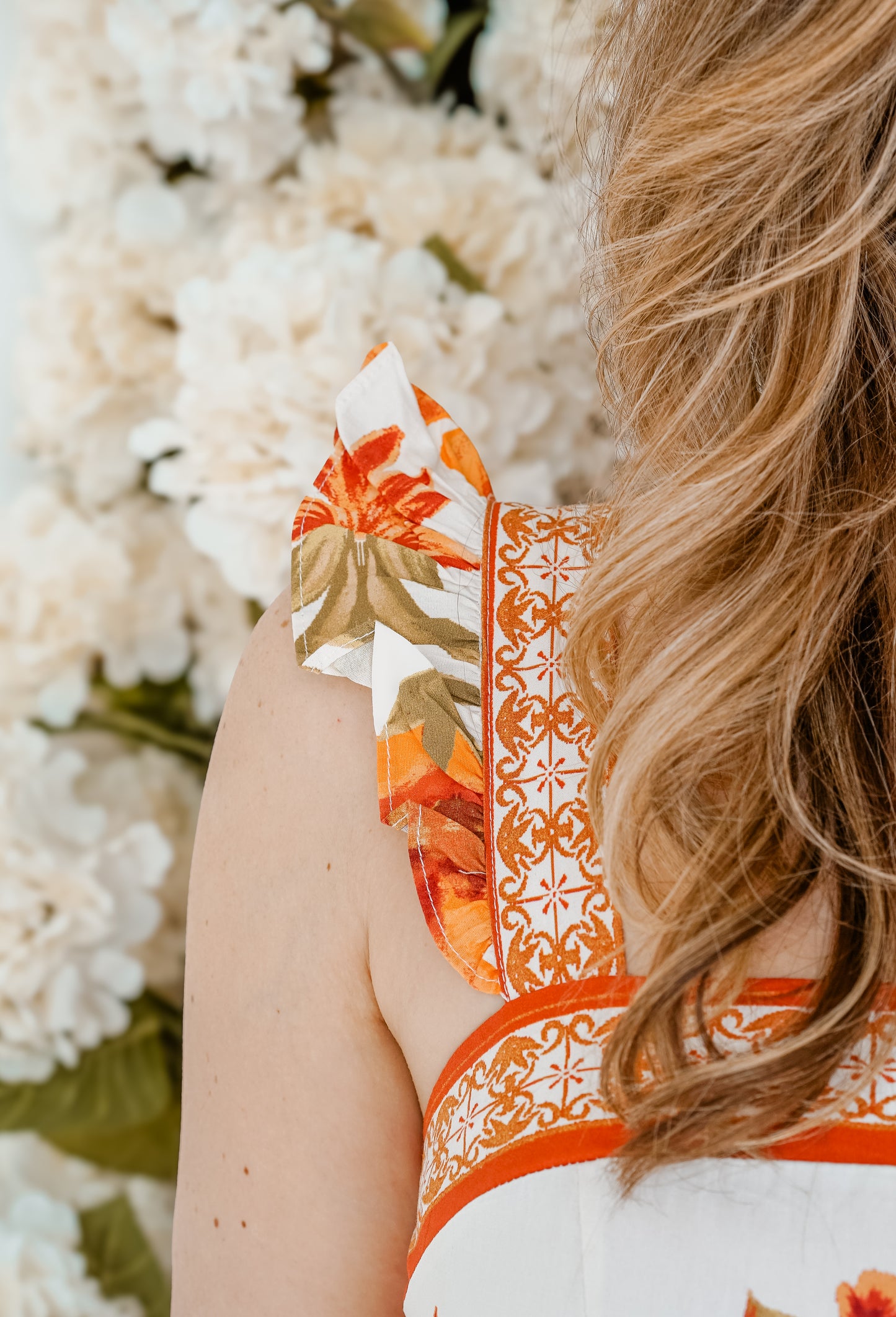 Orange Detailed Midi Dress
