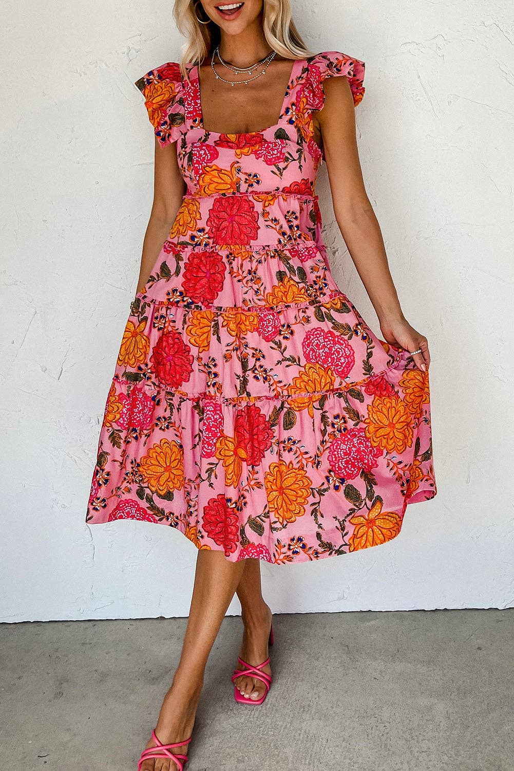 Floral Tiered Midi Dress