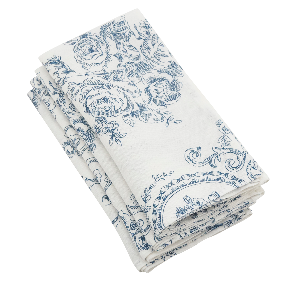 Toile Floral Cloth Napkins, Set of 4