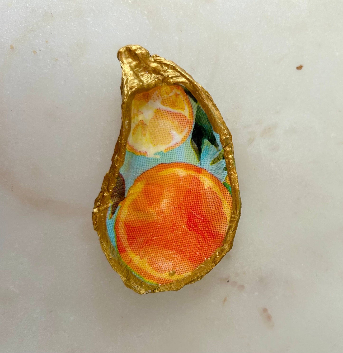 Orange Slice Oyster Shell Jewelry Dish