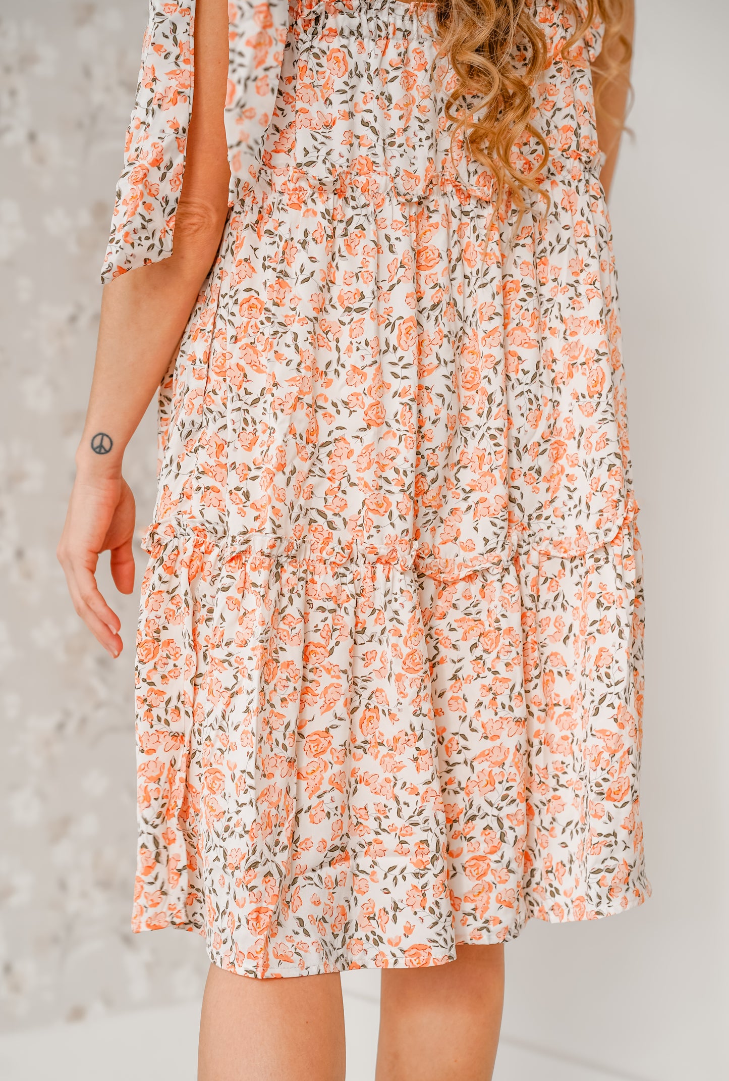 Peachy Floral Tiered Dress