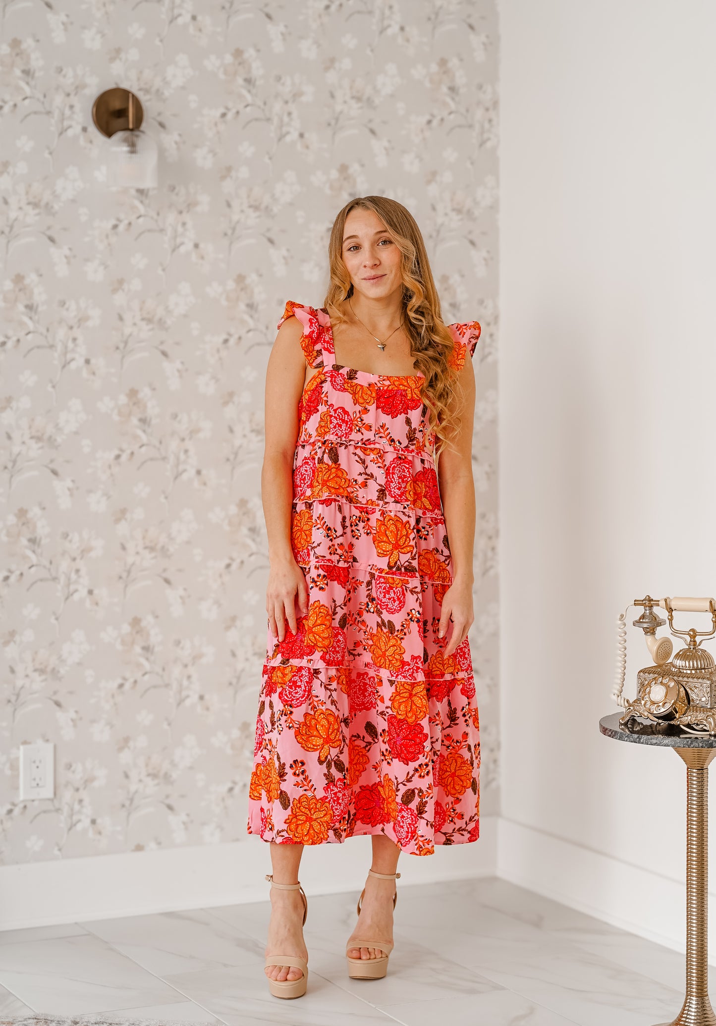 Floral Tiered Midi Dress