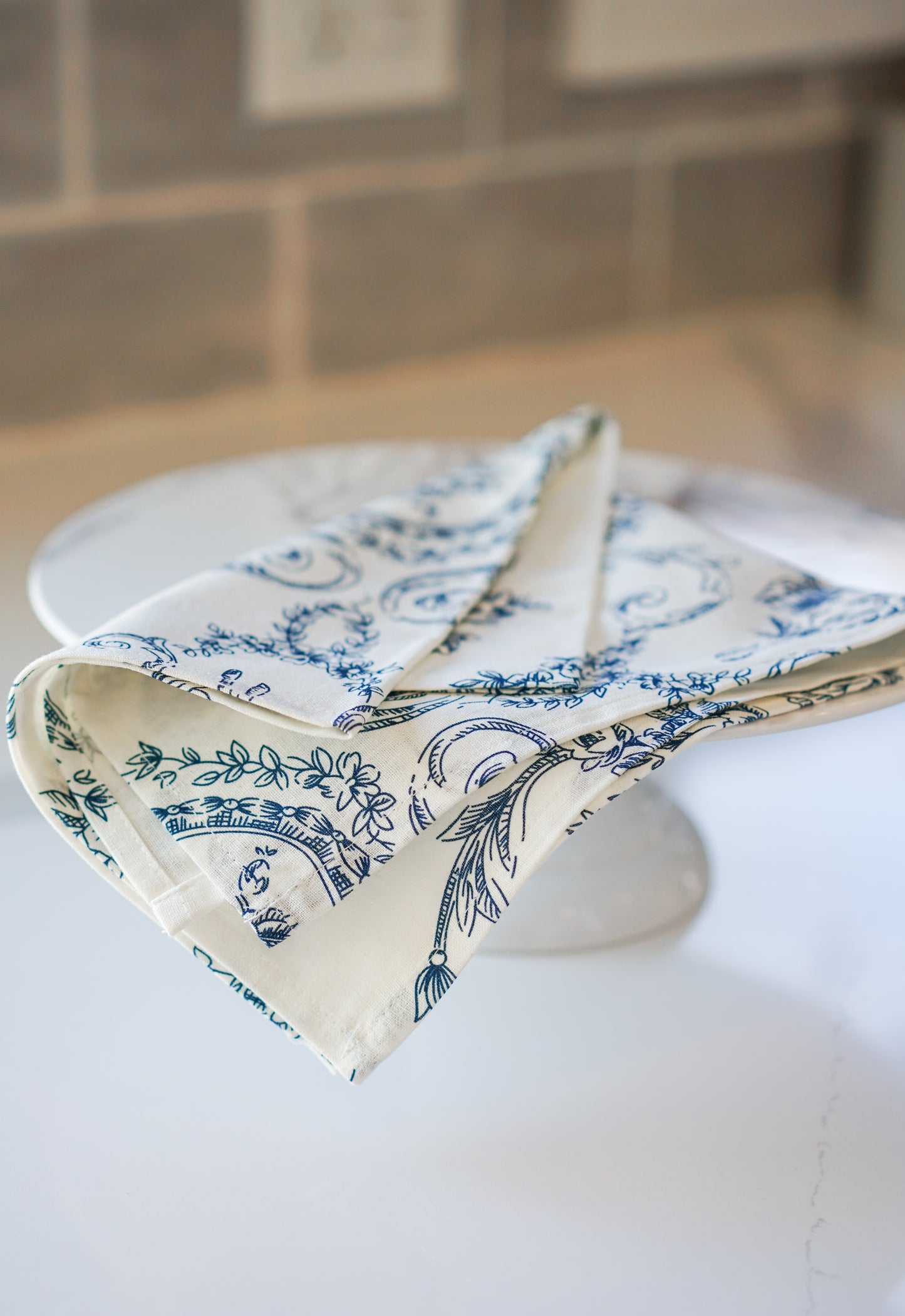 Toile Floral Cloth Napkins, Set of 4