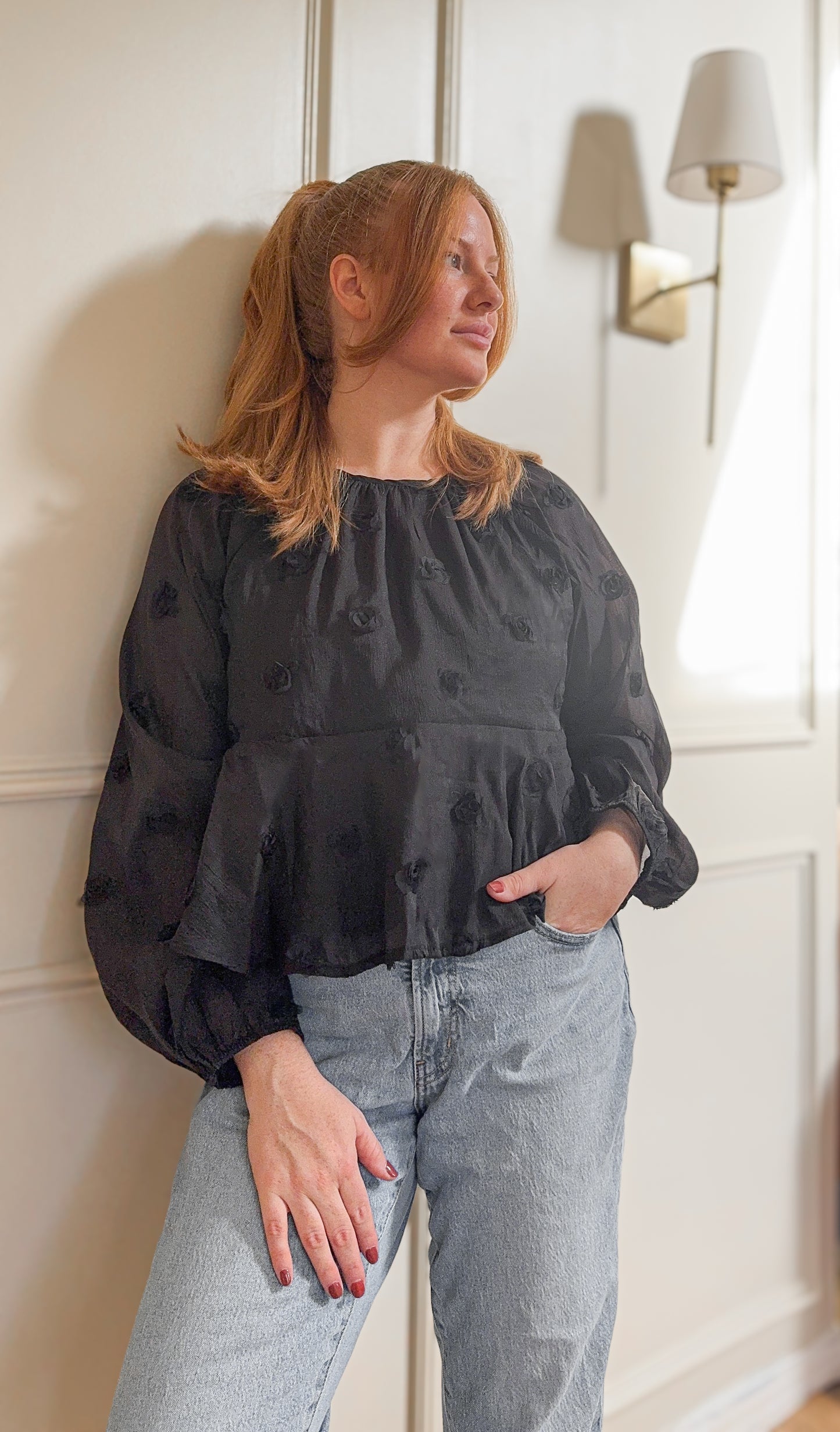 Black Rosebud Blouse