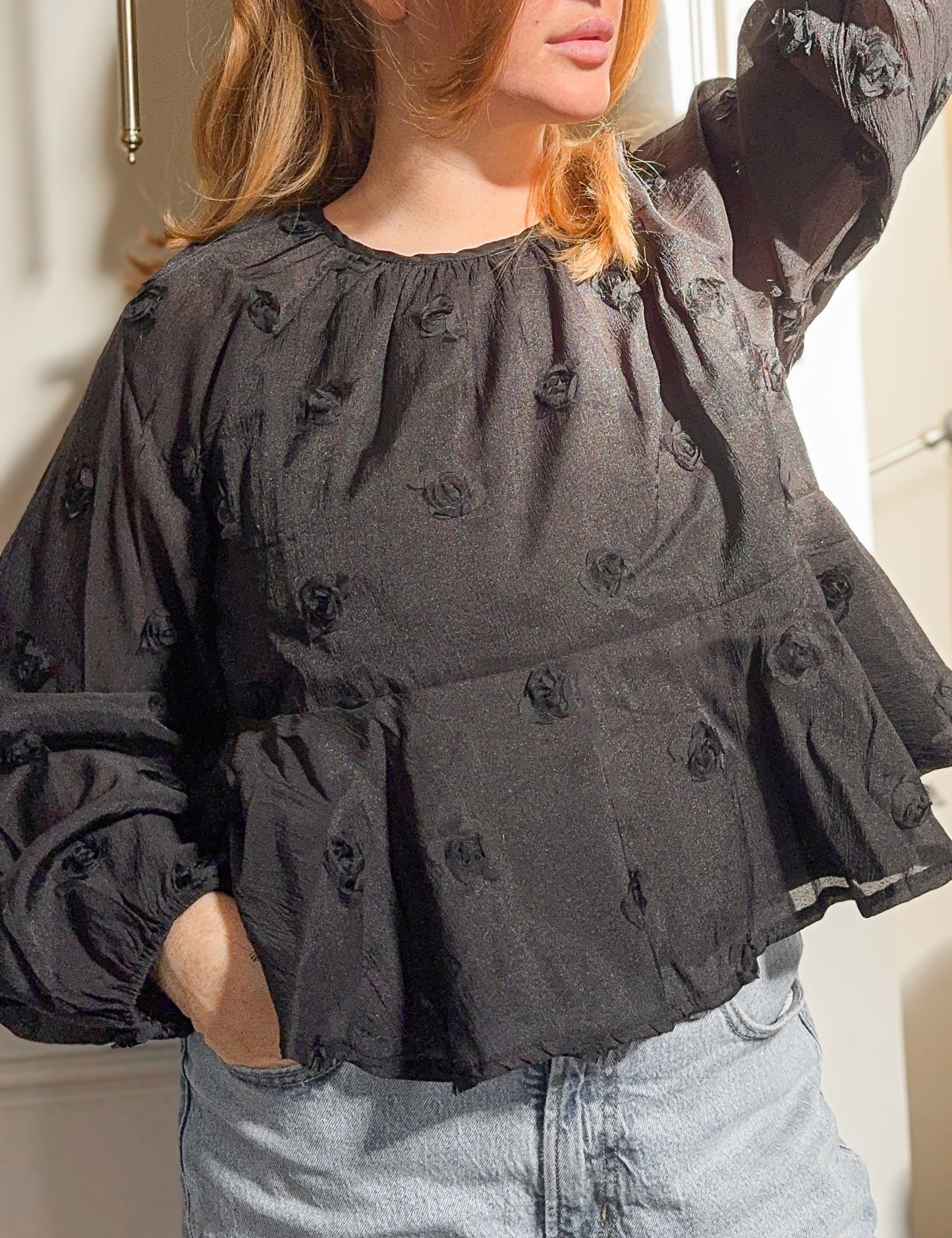 Black Rosebud Blouse