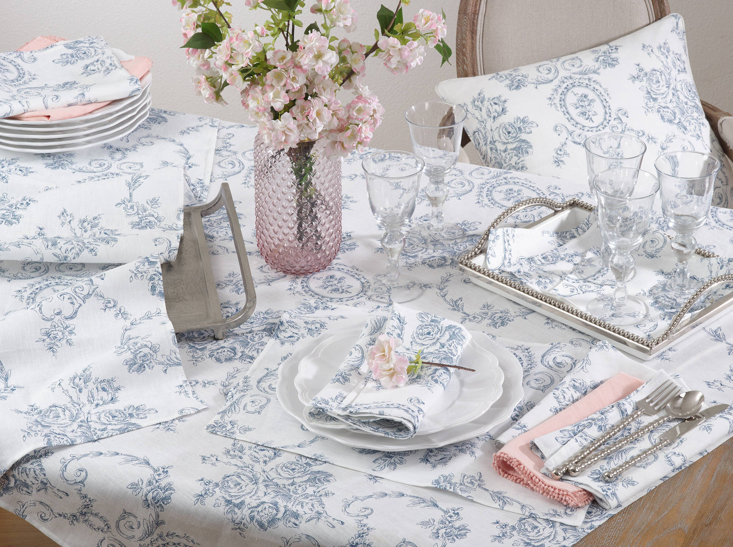 Toile Floral Table Runner